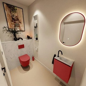 MONDIAZ TURE-DLUX 40cm toiletmeubel Fire. EDEN wastafel Opalo positie rechts. Met 1 kraangat. TUREDX40FIRR1OPA