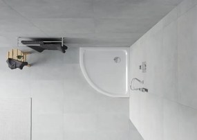 Mexen Flat halfronde douchebak slim 80 x 80 cm, wit, chrom afvoer - 41108080