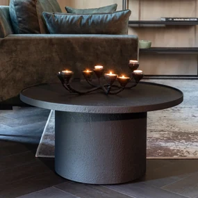 Dutchbone Winston Ronde Salontafel Mat Zwart - 70 X 70cm.