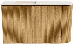 Mondiaz Joya DLux 70cm toiletmeubel ronding rechts oak met wastafel faye links 1 kraangat meli