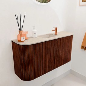 Mondiaz Joya DLux 85cm toiletmeubel ronding links/rechts ruby met wastafel faye midden 1 kraangat frappe