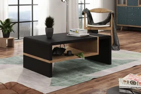 Mazzoni FOLK zwart / gouden eik, salontafel