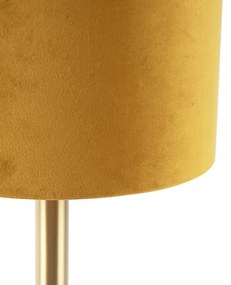 Tafellamp messing met gele kap 20 cm - Simplo Modern, Art Deco, Landelijk, Klassiek / Antiek E27 cilinder / rond rond Binnenverlichting Lamp