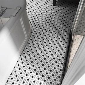 The Mosaic Factory London hexagon mozaïek tegels 26x30 wit/zwart 18