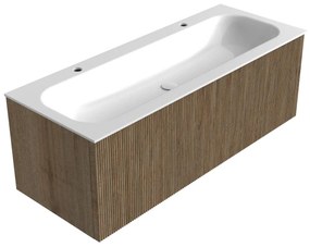 Mondiaz Kurve 120cm badmeubel dusk met 1 lade en wastafel big large midden 2 kraangaten
