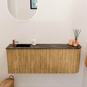 Mondiaz Joya DLux 110cm toiletmeubel ronding rechts oak met wastafel faye links 1 kraangat lava