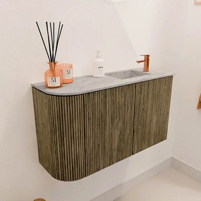 Mondiaz Joya DLux 70cm toiletmeubel ronding links dusk met wastafel faye rechts 1 kraangat glace
