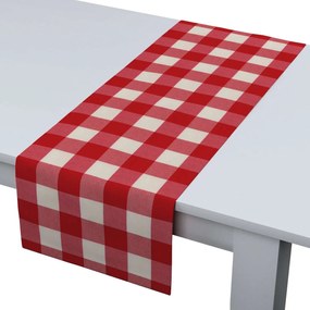 Dekoria Rechthoekige tafelloper collectie Quadro wit-rood ruit 40 x 130 cm