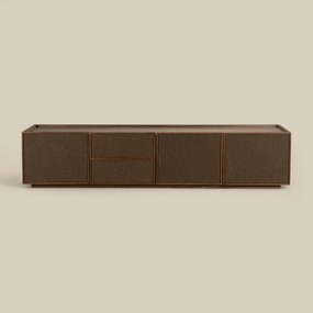 Walnoot Tv-meubel Met Stoffen Deuren 180 Cm - 180x40x40cm.