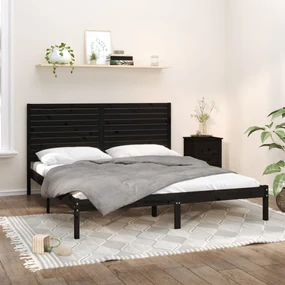 vidaXL Bedframe massief hout zwart 200x200 cm