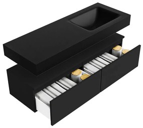 Zaro Alan badmeubel 130cm urban 2 lades met vrijhangende wastafel cloud rechts 1 kraangat urban