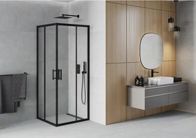 Mexen Rio vierkante douchecabine 90 x 90 cm, transparant, zwart - 860-090-090-70-00