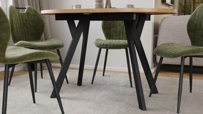 Mazzoni ALMO Artisan Eiken / zwarte poten - OVALE UITSCHUIFTAFEL 140-240 cm VOOR 10-12 PERSONEN