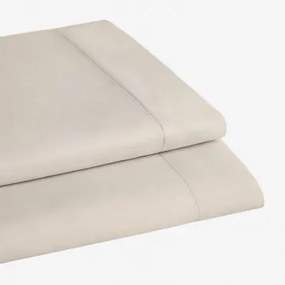 Satijnen Bovenlaken Van 300 Draden Sampras Naakt Beige & Bed 135/140cm (210 X 280 Cm) - Sklum