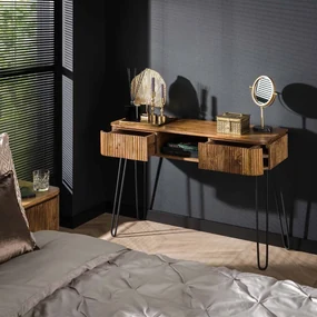 Houten Sidetable Met Ribbels - 110 X 40cm.