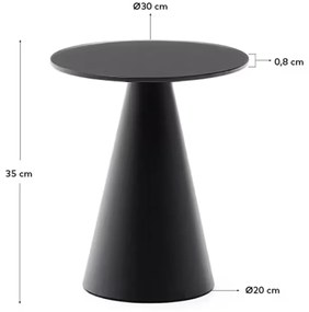 Kave Home Wilshire Ronde Bijzettafel Mat Glas Zwart 30 Cm - 30 X 30cm.