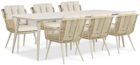 Tuinset 6 personen 240 cm Aluminium/wicker Taupe Coco Custa/Vienna