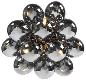 Design plafondlamp zwart met smoke glas 3-lichts - Uvas