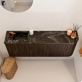 Mondiaz Joya DLux 110cm toiletmeubel ronding rechts walnut met wastafel faye links 1 kraangat lava