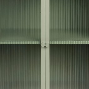 Lichtgroene Kast Met Ribbelglas - 60x35x105cm.