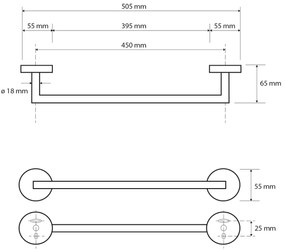 Sapho X-Round handdoekhouder 50.5cm zwart