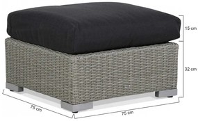 Chaise Loungeset Wicker Grijs 3 personen Garden Collections Toronto