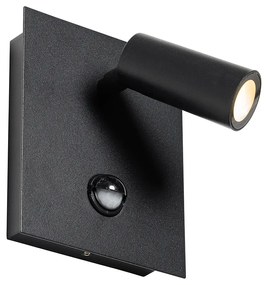 Buiten wandlamp zwart incl. LED IP54 bewegingssensor - Simon