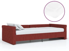 vidaXL Slaapbank met matras en USB stof wijnrood 90x200 cm