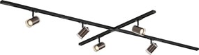 Modern railsysteem zwart met 5 spots donker brons 1-fase - Iconic Lloyd