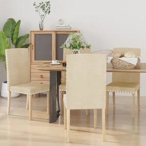 vidaXL Eetkamerstoelen 4 st stof crèmekleurig