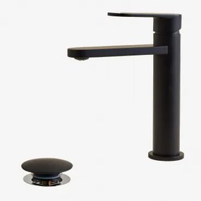 Alameda Messing Wastafelkraanset En Orveta Rvs En Messing Click-clack Wastafelafvoerventielset Zwart & ↑20 Cm & Klep Met Overloop - Sklum