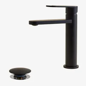 Alameda Messing Wastafelkraanset En Orveta Rvs En Messing Click-clack Wastafelafvoerventielset Zwart & ↑20 Cm & Klep Met Overloop - Sklum