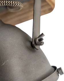 Industriële smart spot grijs met hout incl. 2 WiFi GU10 - Emado
