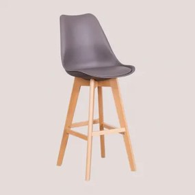 Hoge Kruk Met Kussen In Kunstleer Nordic Grijs – Taupe & ↑75 Cm - Sklum