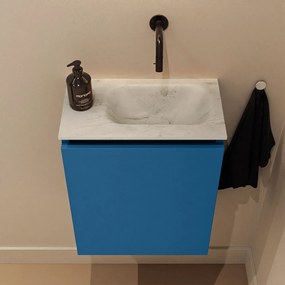 Mondiaz Ture DLux toiletmeubel 40cm jeans met wastafel opalo rechts zonder kraangat