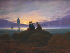 Kunstdruk Moonrise over the Sea (Sunset / Moonlight / Sunrise Etc.) - Caspar David Friedrich, (40 x 30 cm)