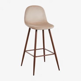 Glamm Fluwelen Hoge Kruk Bruin - Tarwe & Donker Hout & ↑75 Cm - Sklum