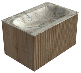 Mondiaz Kurve-dlux 70cm badmeubel dusk met 1 lade en wastafel big small midden zonder kraangat glace