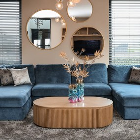 Richmond Interiors Belfort Ovale Salontafel Eiken Met Ribbels - 140 X 80cm.
