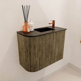 Mondiaz Joya DLux 50cm toiletmeubel ronding links dusk met wastafel faye rechts 1 kraangat lava