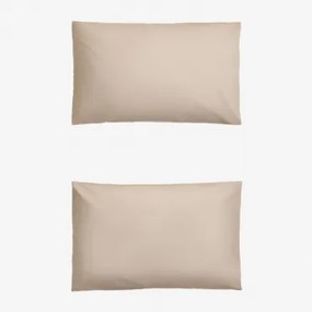 Pack Van 2 Kussenslopen Van 180-draads Perkal Katoen Lesia Tapioca Beige & 50 X 75 Cm - Sklum