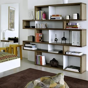 TemaHome London Design Boekenkast Walnoot - Wit - 156x34x160cm.