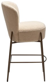 Dan-Form Orbit Boucle Barstoel Met Hoge Rugleuning Almond Shimmer