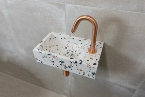 Saniclear Terrazzo fonteinset met gebogen kraan in geborsteld koper