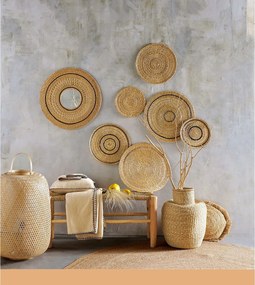 Bank Ghada, onbewerkt wilgenhout en gevlochten doum zitting