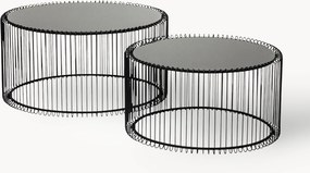 Salontafels Wire met glazen tafelblad, 2-delig