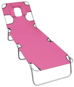 vidaXL Ligbed inklapbaar met hoofdkussen staal magenta