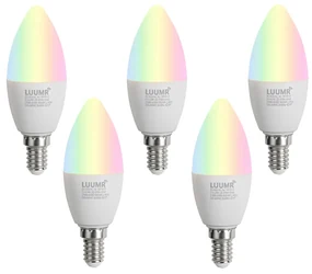 Set van 5 Smart E14 LED lampen C37 opaal RGBW 4.9W 470 lm 2700-6500K