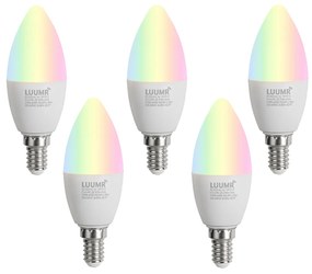 Set van 5 Smart E14 LED lampen C37 opaal RGBW 4.9W 470 lm 2700-6500K