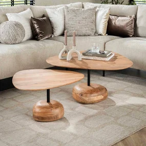 Houten Salontafelset Organisch - 84 X 78cm.